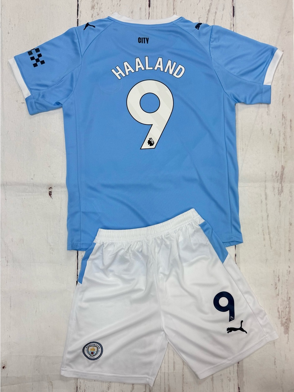 Haaland Youth Puma Jersey Kit (Jersey + Shorts) Kids Soccer Kit LARGE (28)